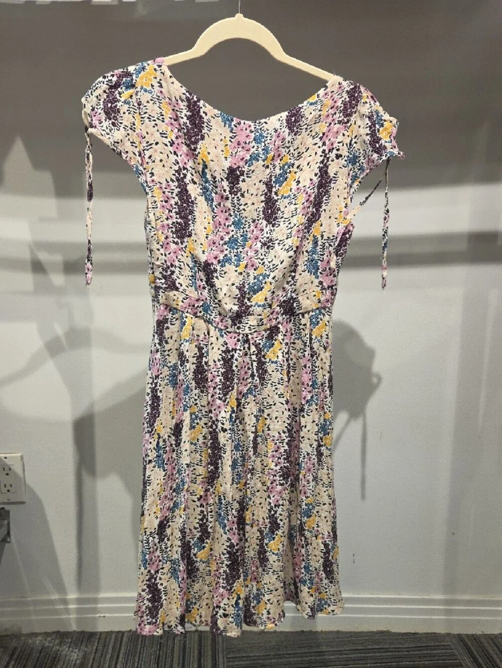 Free People Floral Tie-Front Cap Sleeve Dress in Multi